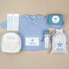 Pack Mi Guarde Estrellas Azul personalizado + Regalo Cajita porta alimentos