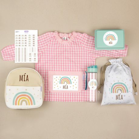 Pack Mi Guarde Arcoíris Soft Rosa personalizado + Regalo Cajita porta alimentos