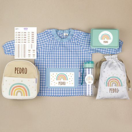 Pack Mi Guarde Arcoíris Soft Azul personalizado + Regalo Cajita porta alimentos
