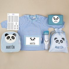 Pack Mi Guarde Panda Azul personalizado + Regalo Cajita porta alimentos
