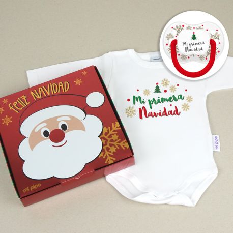 Cajita Navidad Body + Chupete Divertido Papá Noel, no te lleves mi chupete