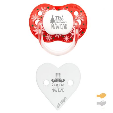 Grey Duo Baby Chic Pacifier and Clip chain Pack