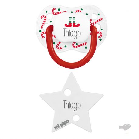 White Duo Baby Chic Personalized Pacifier and Clip chain Pack