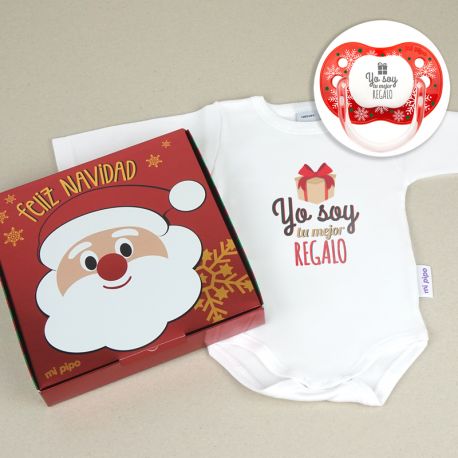 Baby Christmas Customizable Pacifier Name + Christmas Star Apple 