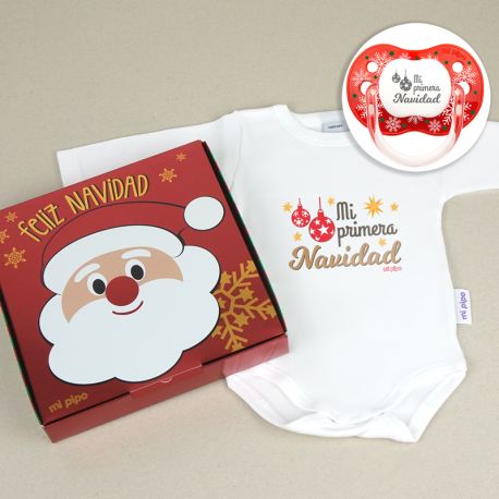 Baby Christmas Customizable Pacifier Name + Christmas Star Apple 