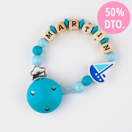 Wood chain Blue Boat Personalized