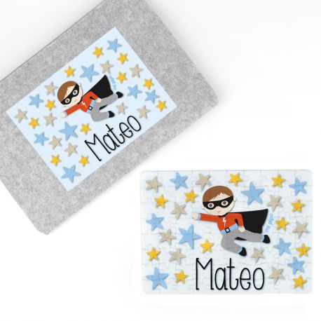 Puzzle + Estuche Superhéroe personalizado