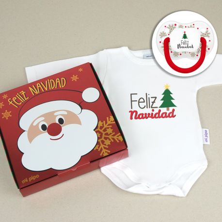 Cajita Navidad Body + Chupete Divertido Feliz Navidad