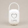 Box Pacifier Holder Pink-Heart Silver Personalized