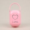 Box Pacifier Holder Pink-Heart Silver Personalized