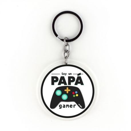 Llavero Metacrilato Redondo Soy un Papá Gamer, elige color