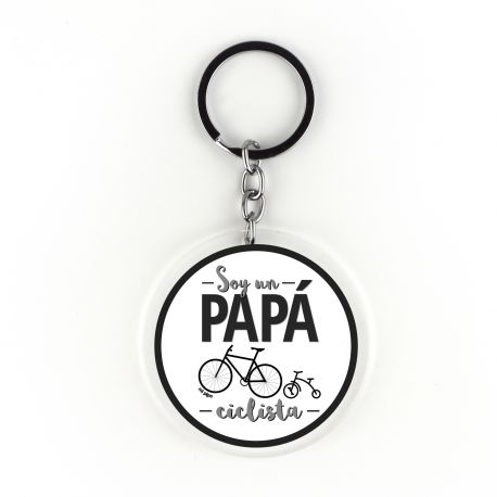 Llavero Metacrilato Redondo Soy un Papá Ciclista, elige color