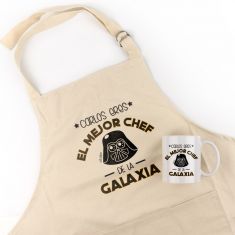 Pack Delantal Papá + Taza (Nombre) es el Mejor Chef de la Galaxia
