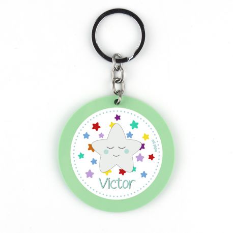 Keychain Simple Shape Star Blue Personalized 