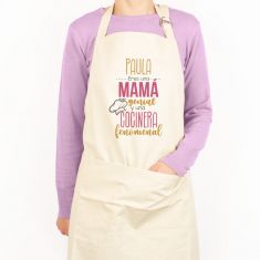 Delantal Algodón Premium Personalizado (Nombre) Es a Mamá genial y una Cocinera Fenomenal