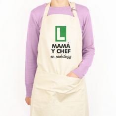Delantal Algodón Premium Divertido Mamá y Chef en Prácticas