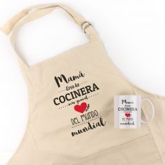 Pack Delantal Mamá + Taza Divertido Eres la Mamá y Cocinera más genial del Mundo mundial