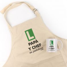 Pack Delantal Papá + Taza Divertido Papá y Chef en Prácticas