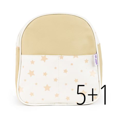 PROMO NUEVA Mochila estrellas beige no personalizado, compra 5 y te regalamos 1 (Disponible próximamente)