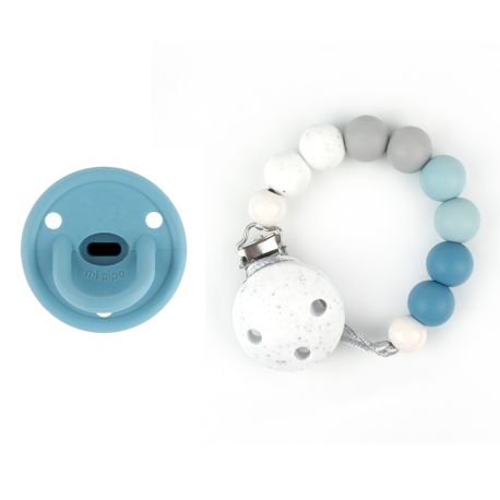 Cajita Chupete Gummy Azul Dark + Cadenita de Silicona Gritty