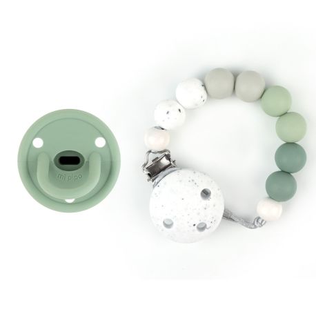 Cajita Chupete Gummy Verde Forest + Cadenita de Gritty