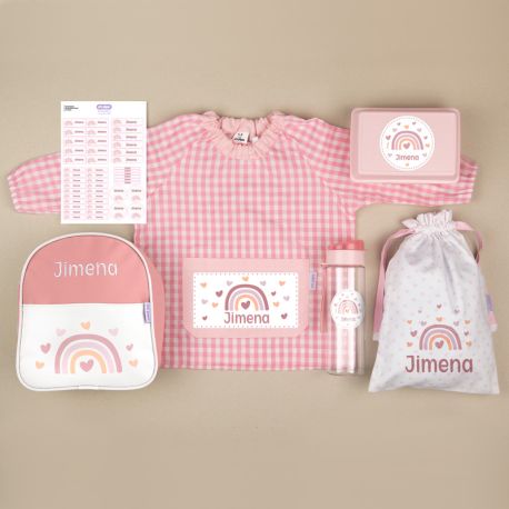 Pack Mi Guarde Arcoíris Blush Rosa personalizado + Regalo Cajita porta alimentos