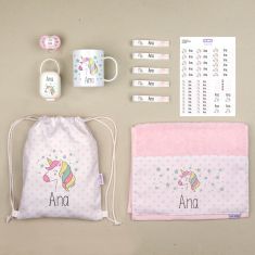 Pack Mi Cole Unicornio personalizado + Regalo Etiquetas objetos