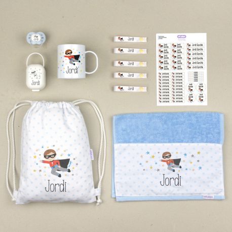 NUEVO Pack Mi Cole Superhéroe personalizado + Regalo Etiquetas objetos