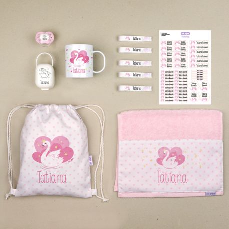 Pack Mi Cole Cisne personalizado + Regalo Etiquetas objetos