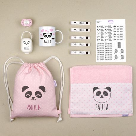 NUEVO Pack Mi Cole Panda Rosa personalizado + Regalo Etiquetas objetos