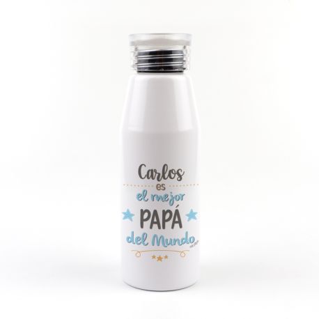 Botella Aluminio personalizada (Nombre) eres el mejor Papá del Mundo