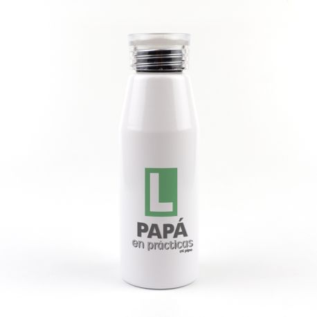 Botella Aluminio Divertida Papá en Prácticas
