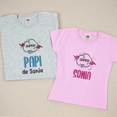 Pack 2 Prendas Personalizadas Superpapi de (nombre niña)/ Super (nombre niña)