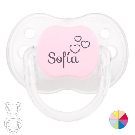 Chupete Personalizado Nombre + Corazones