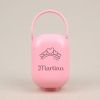 Box Pacifier Holder White-Heart Pink Personalized