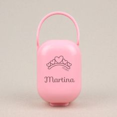 Box Pacifier Holder White-Heart Pink Personalized