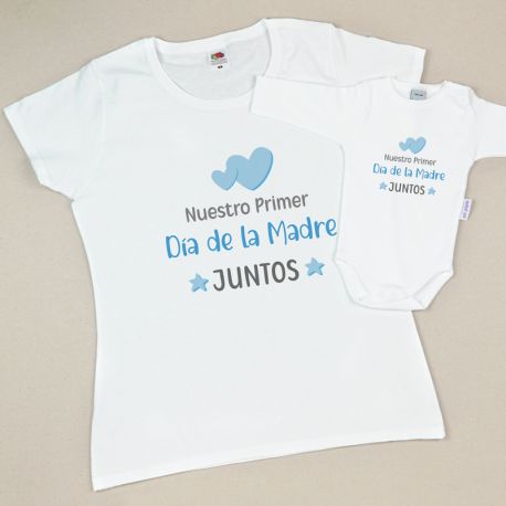 Pack 2 Prendas Mamá  Nuestro primer día de la Madre juntos Clásico Azul