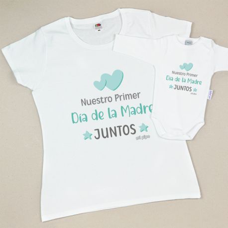 Pack 2 Prendas Mamá Nuestro primer día de la Madre juntos Clásico Menta