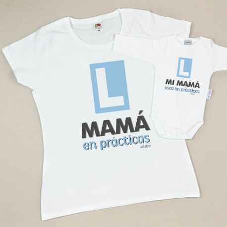 Pack 2 Prendas Mamá en prácticas / Mi Mamá está en prácticas Azul