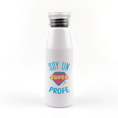 Botella Aluminio soy un súper PROFE azul