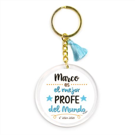 Keychain Simple Shape Star Blue Personalized 