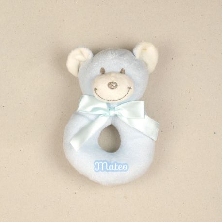 Dou-Dou Teddy Bear Head Blue +0M Personalized