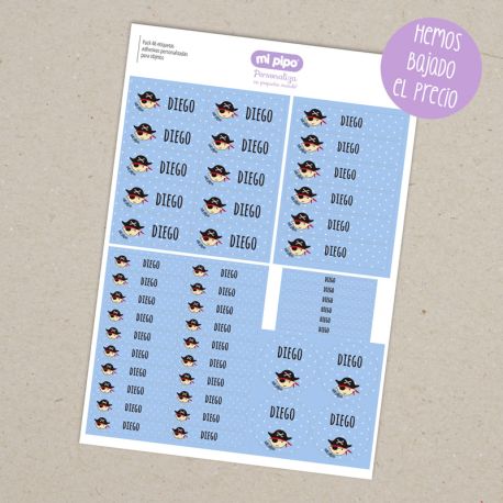 Pack 46 etiquetas adhesivas personalizadas para objetos Pirata