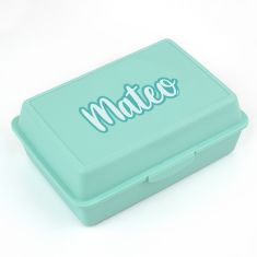 Cajita Porta Alimentos Caligrafía Menta personalizada