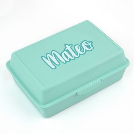 Cajita Porta Alimentos Caligrafía Menta personalizada