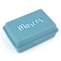 Cajita Porta Alimentos Caligrafía Azul personalizada
