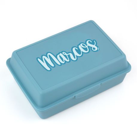 Cajita Porta Alimentos Caligrafía Azul personalizada