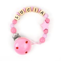 Cadenita de madera personalizada estrella tonos rosa