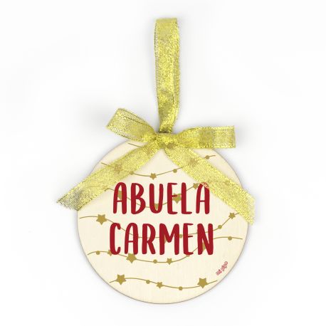 Bola Navidad MADERA Guirnalda Estrellas Personalizada