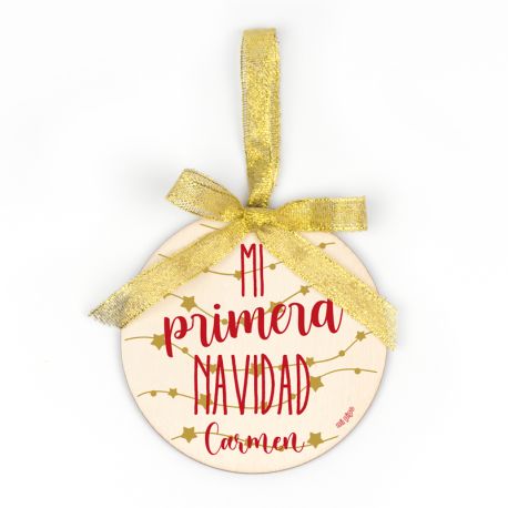 Bola Navidad MADERA Guirnalda Estrellas, Mi primera Navidad personalizada